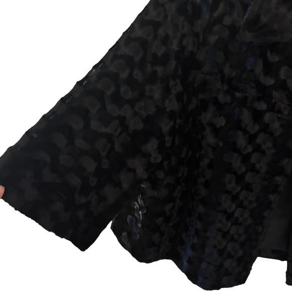 Anthracite Black Textured Faux Fur Cropped Jacket Size 6 - Picture 4 of 8